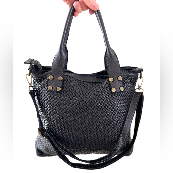 Sundance Handbags - Sundance Black Leather Woven Shoulder Bag, Made in Italy by Wepell 🇮🇹